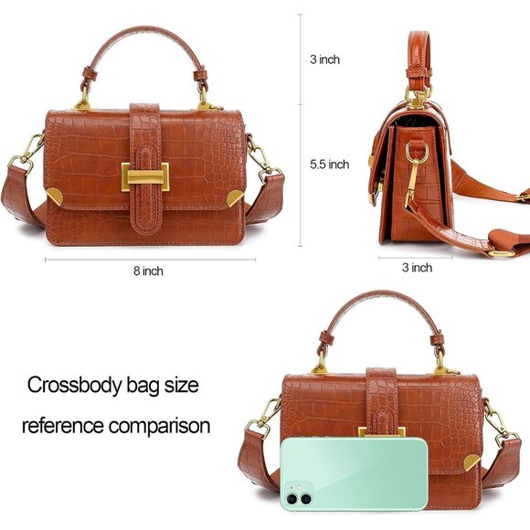 🆕 Women Brown Small Classy Crossbody Bag Leather Satchel Purse Fashion Handbags - Picture 4 of 7